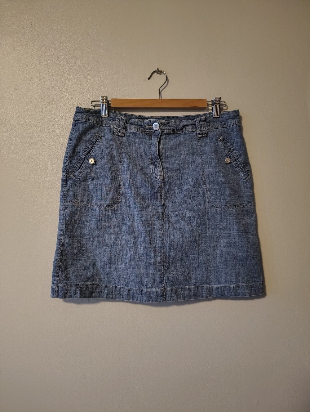 Karen Scott Blue Lightweight Denim Jean Skort